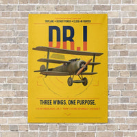 Thumbnail for Fokker Dr.I vertical canvas print - no frame - yellow background