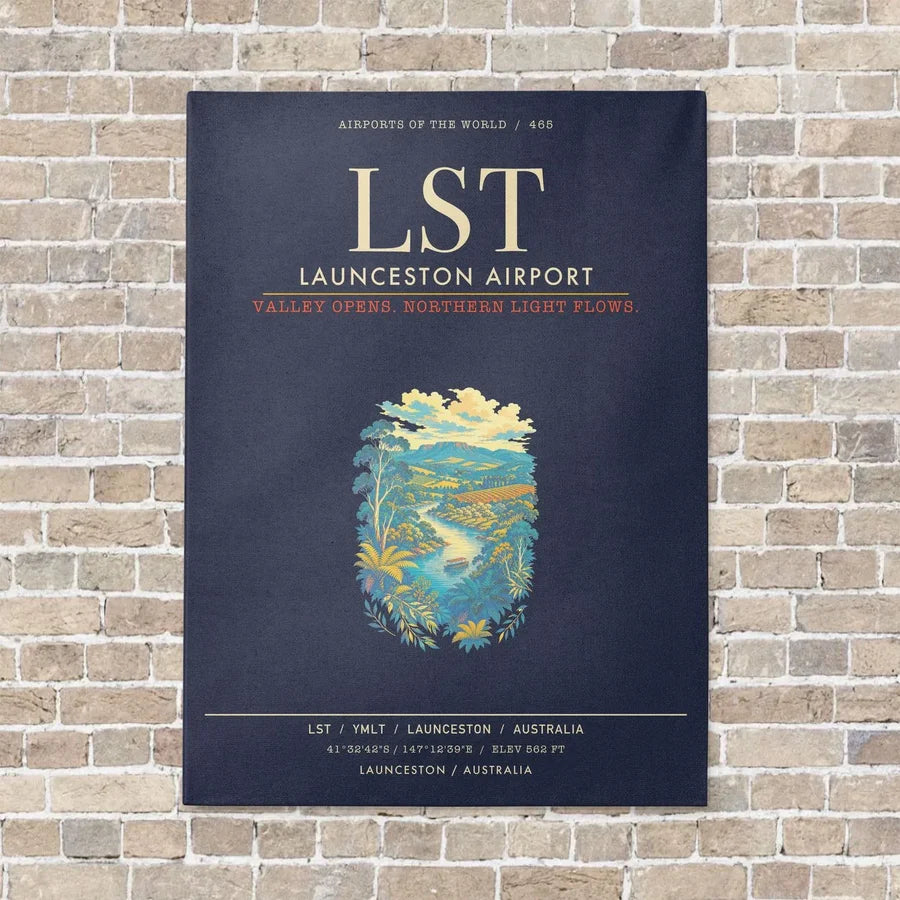 Launceston Airport LST - Canvas Framed - Navy Blue