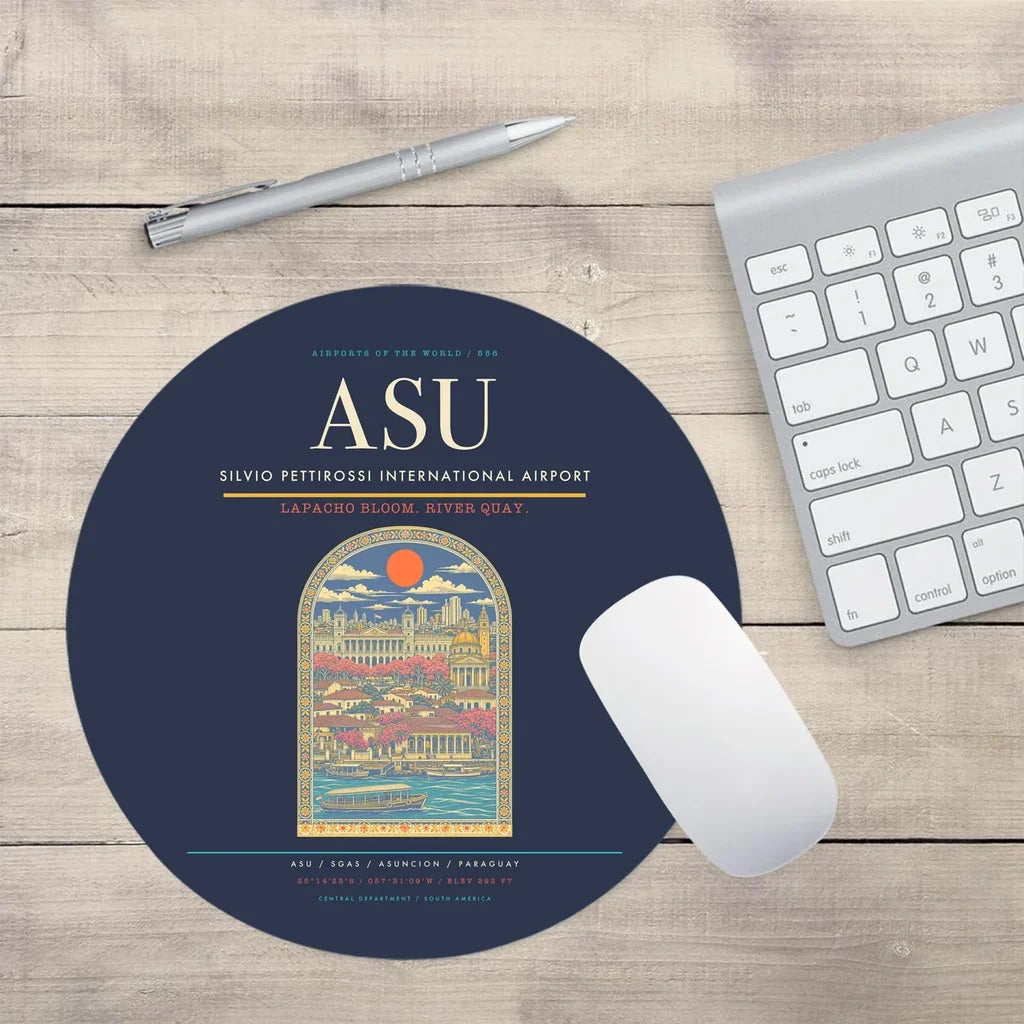 Silvio Pettirossi International Airport ASU Mouse-Pad Round - Navy Blue