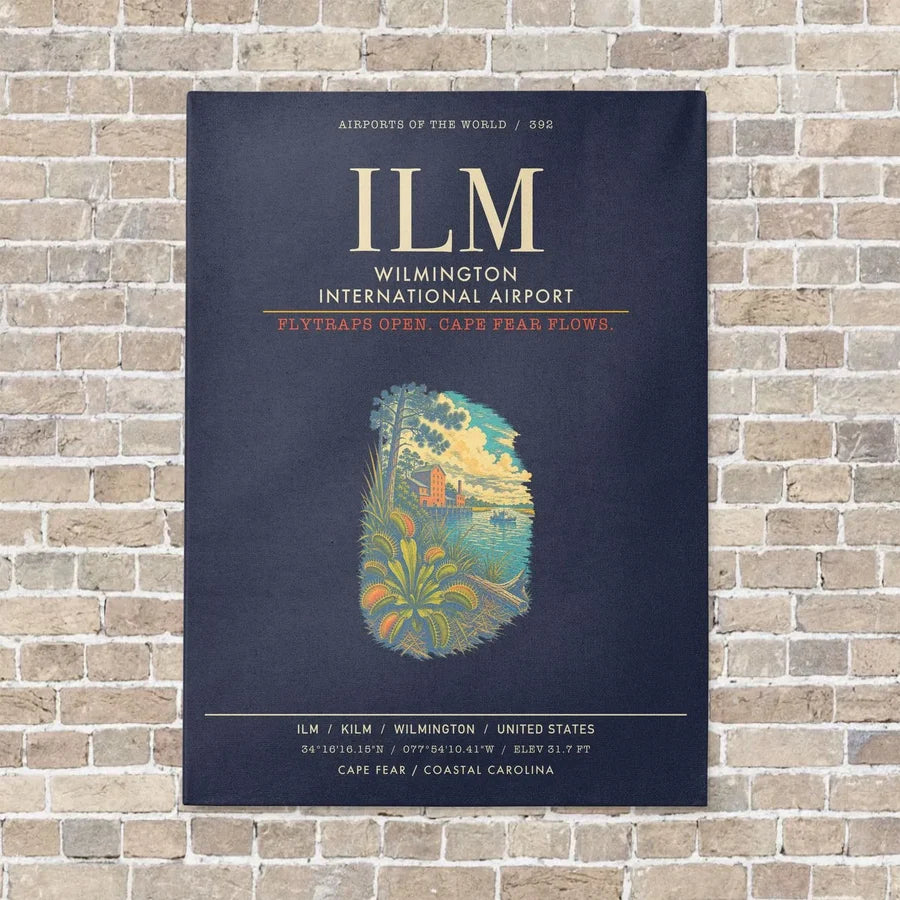 Wilmington International Airport ILM - Canvas Framed - Navy Blue