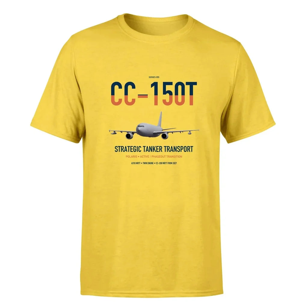 Airbus CC-150T Polaris design on yellow double-side t-shirt, single-side print