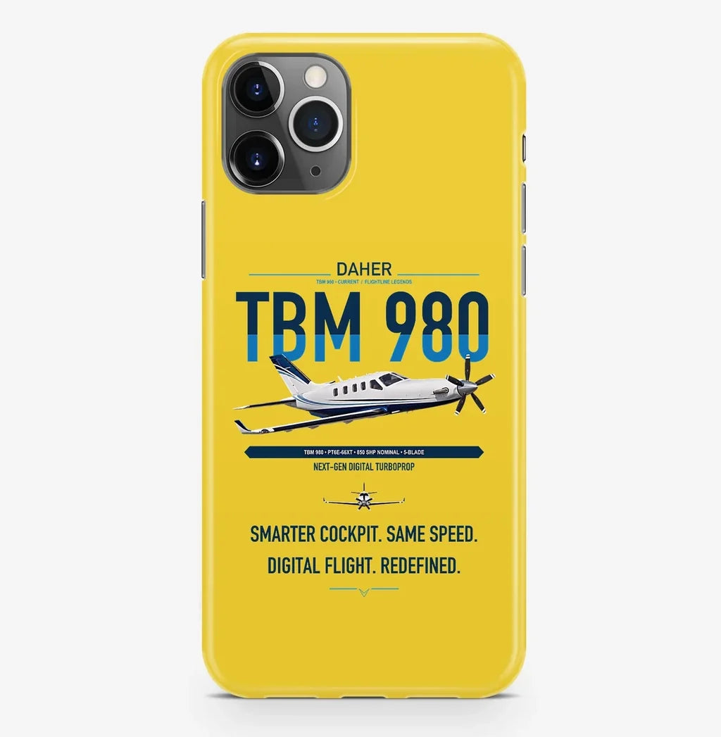 Daher TBM 980 design on yellow magsafe iphone case, for iPhone Pro Max