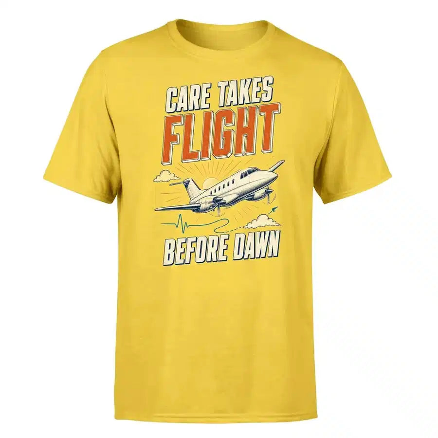 SIGNAL 564 - Care Takes Flight Before Dawn - Premium T-Shirt design on yellow premium t shirt