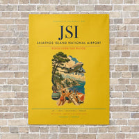 Thumbnail for Skiathos Island National Airport JSI vertical canvas print - no frame - yellow background