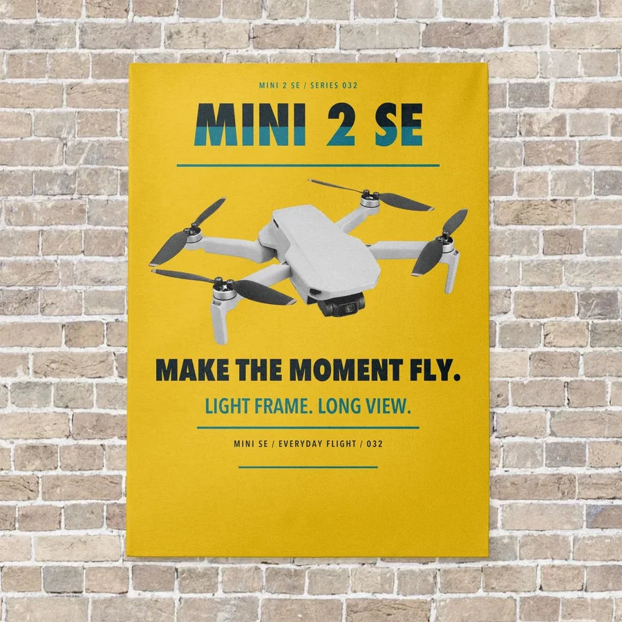 DJI Mini 2 SE vertical canvas print - no frame - yellow background