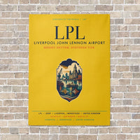 Thumbnail for Liverpool John Lennon Airport LPL vertical canvas print - no frame - yellow background