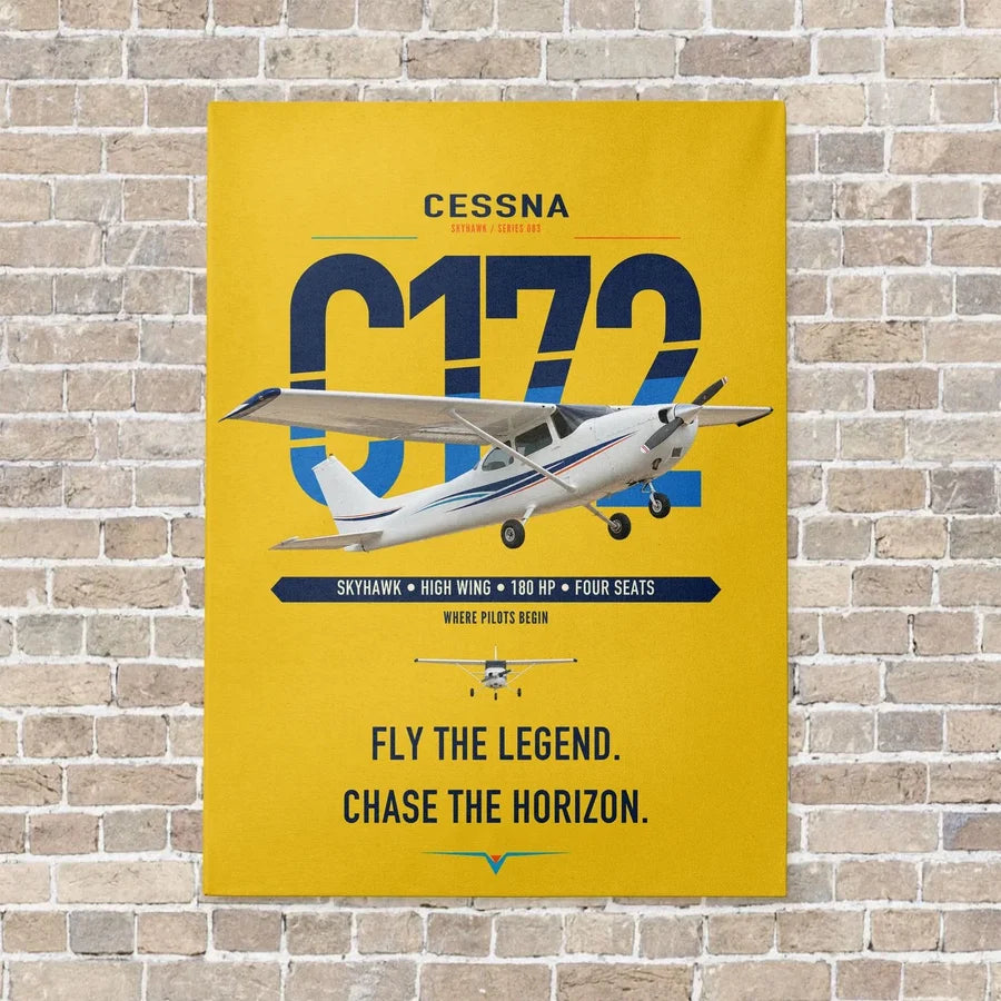 Cessna 172 Skyhawk vertical canvas print - no frame - yellow background