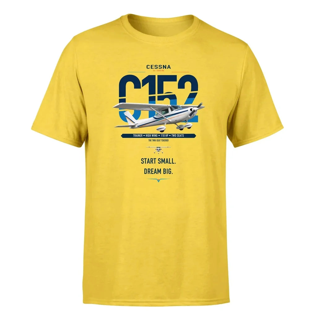 Cessna 152 design on yellow t-shirt, single-side print