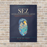 Thumbnail for Seychelles International Airport SEZ - Canvas Framed - Navy Blue