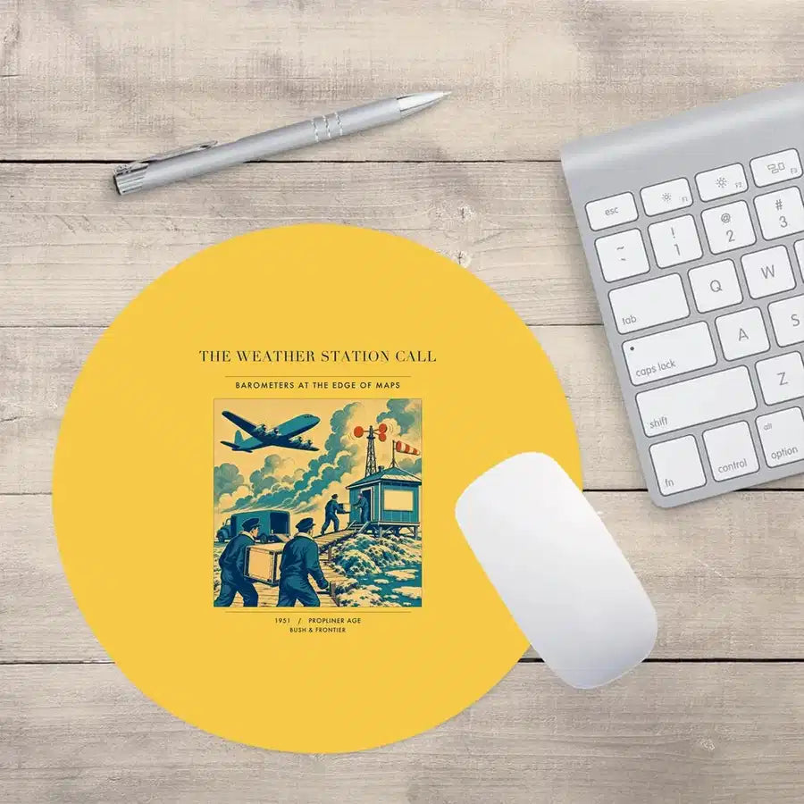 VINTAGE G4288 - The Weather Station Call - Designed Mouse Pads design on yellow round