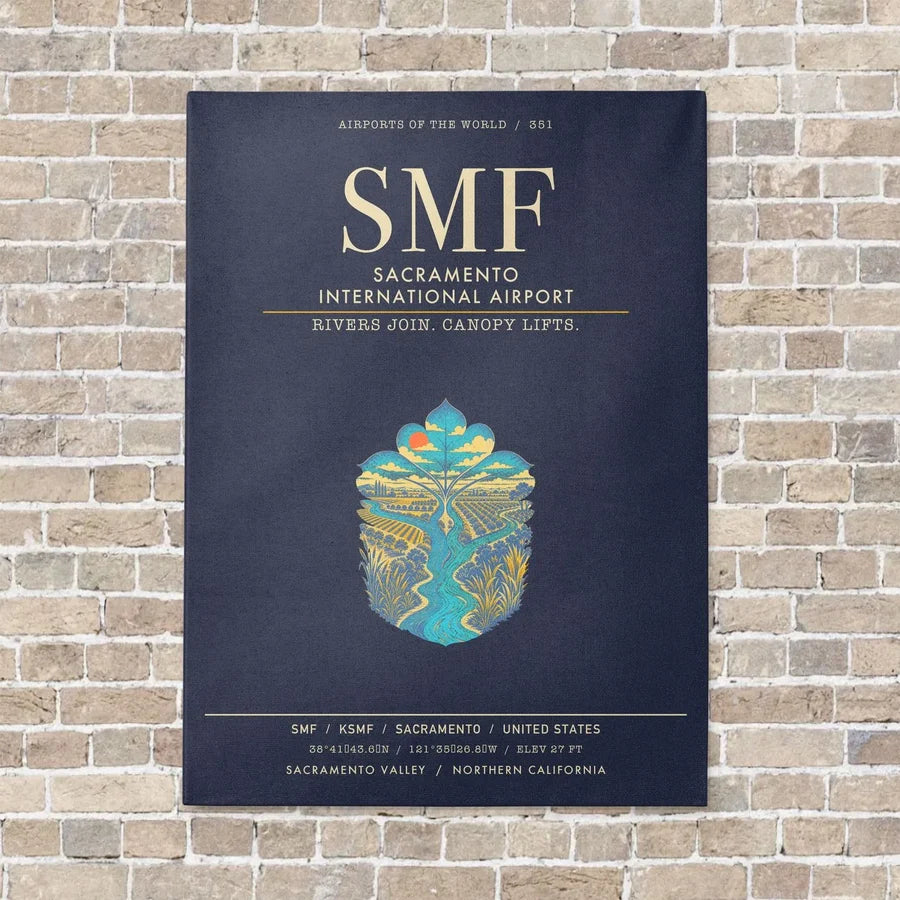 Sacramento International Airport SMF - Canvas Framed - Navy Blue