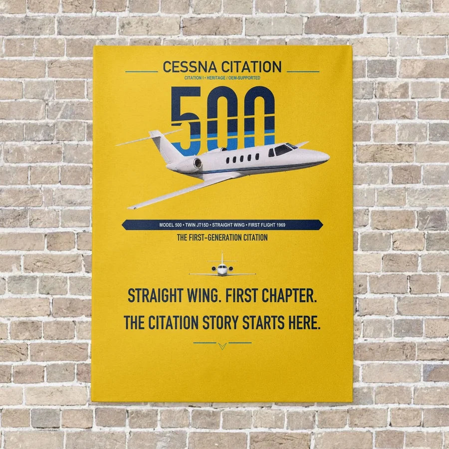 Cessna Citation 500 - Citation I vertical canvas print - no frame - yellow background