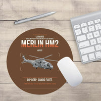 Thumbnail for Leonardo AW101 Merlin HM2 design on brown round mouse pad