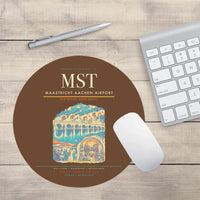 Thumbnail for Maastricht Aachen Airport (MST) design on brown round mouse pad