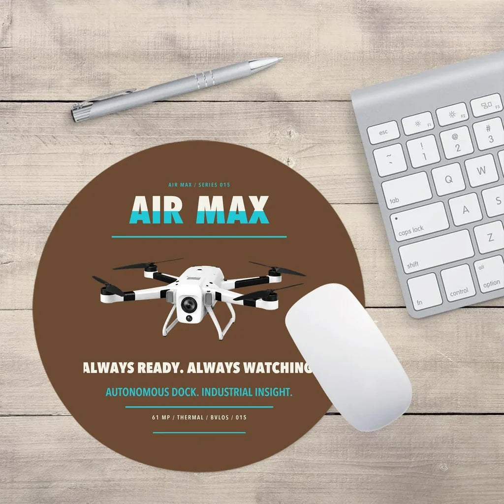 Percepto Air Max design on brown round mouse pad