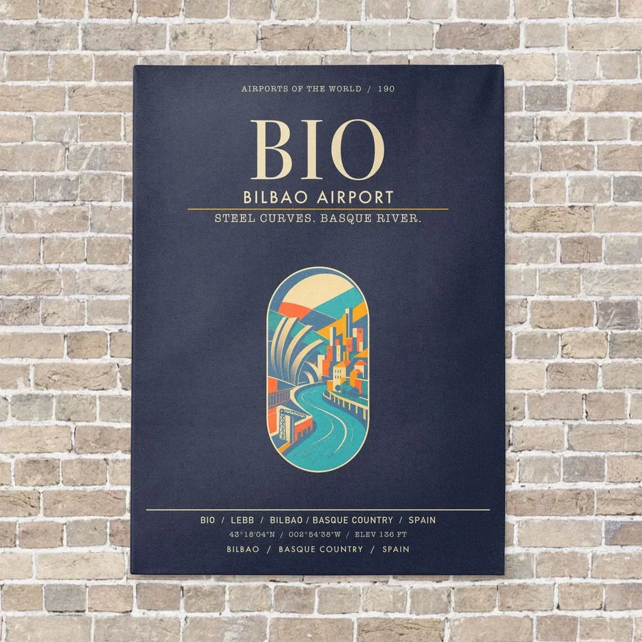 Bilbao Airport BIO - Canvas Framed - Navy Blue