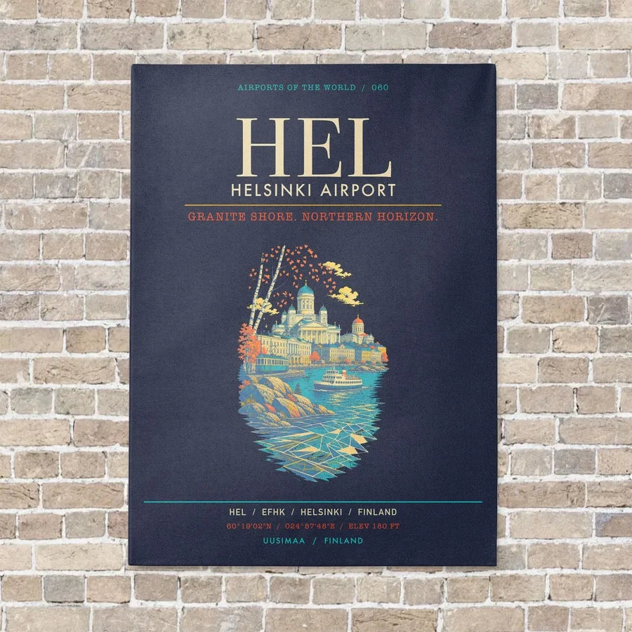 Helsinki Airport HEL - Canvas Framed - Navy Blue