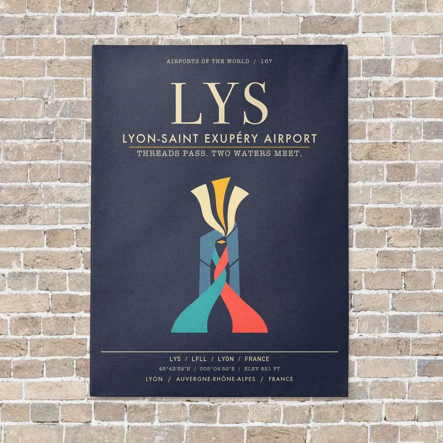 Lyon-Saint Exupery Airport LYS - Canvas Framed - Navy Blue