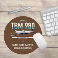 Thumbnail for Daher TBM 980 design on brown round mouse pad