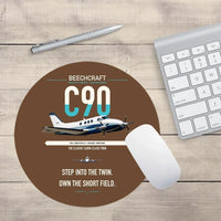 Thumbnail for Beechcraft King Air C90 design on brown round mouse pad