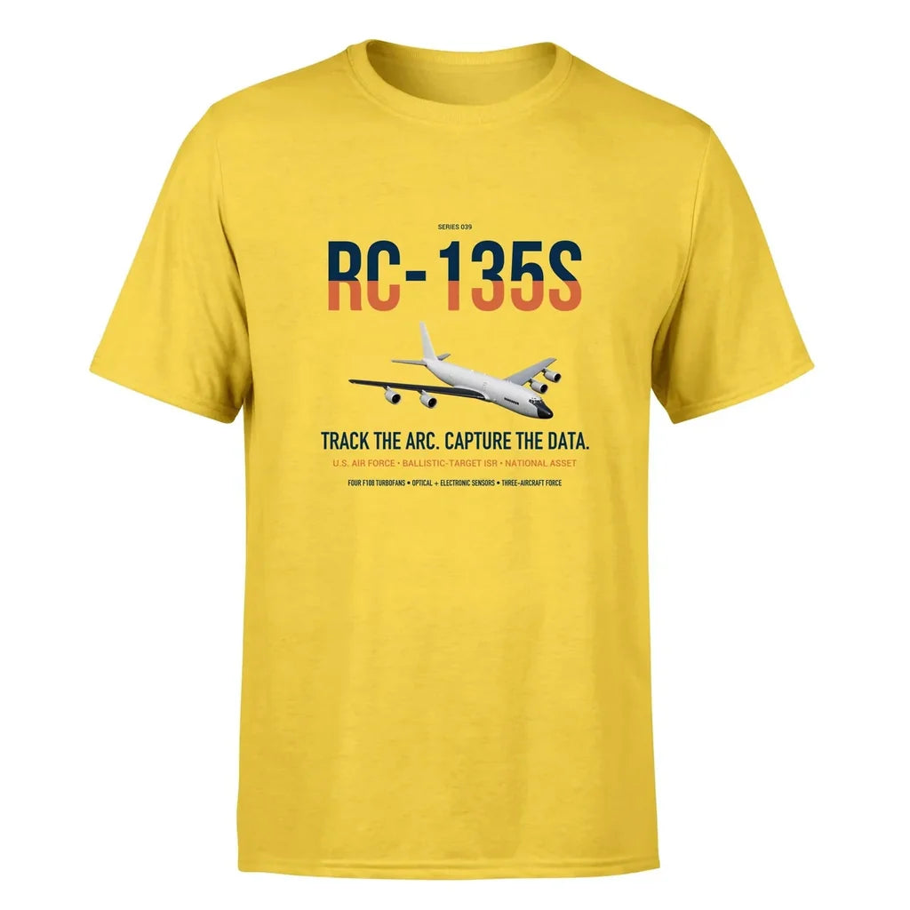 RC-135S Cobra Ball design on yellow double-side t-shirt, single-side print