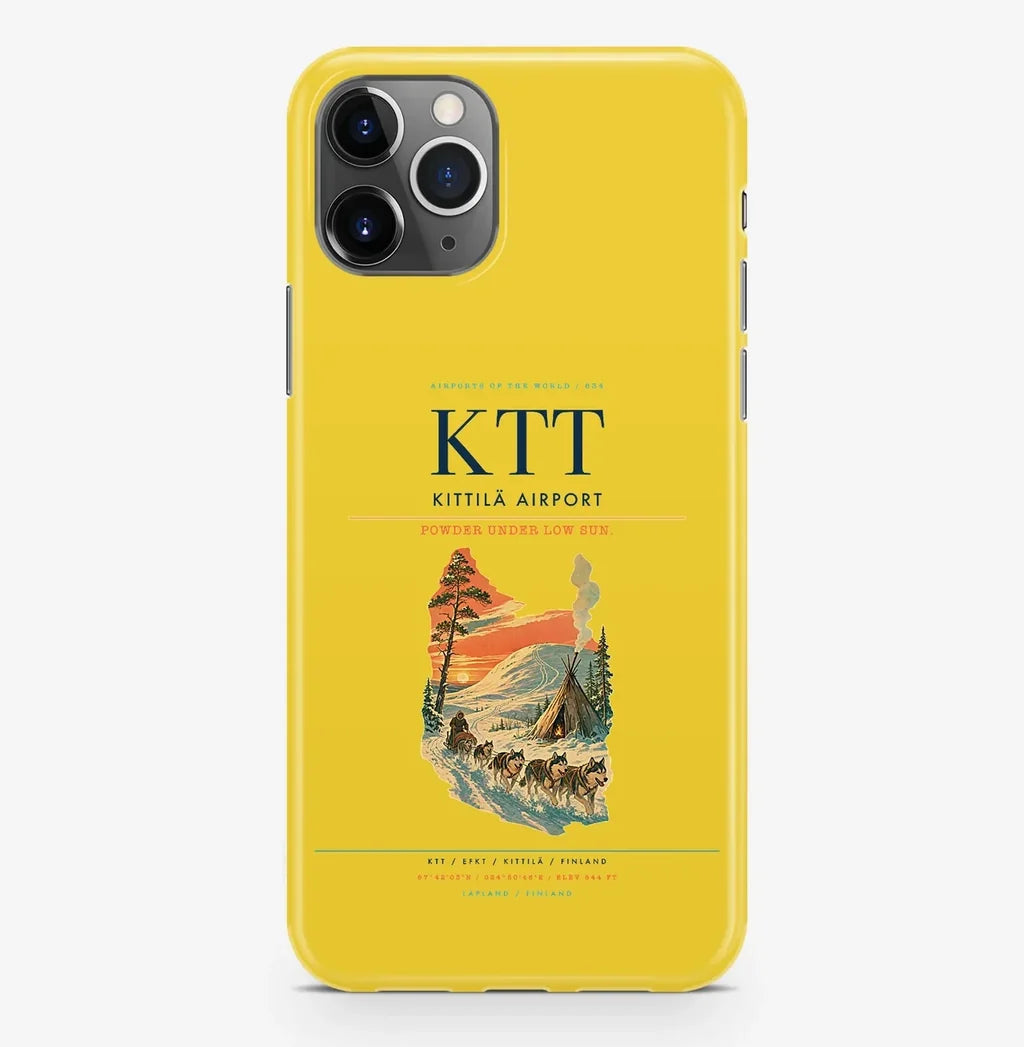 Kittilä Airport (KTT) design on yellow iPhone 16 Pro MagSafe case