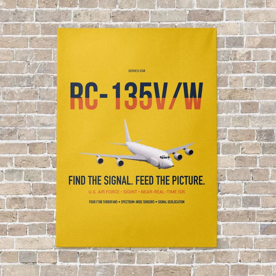RC-135V W Rivet Joint vertical canvas print - no frame - yellow background