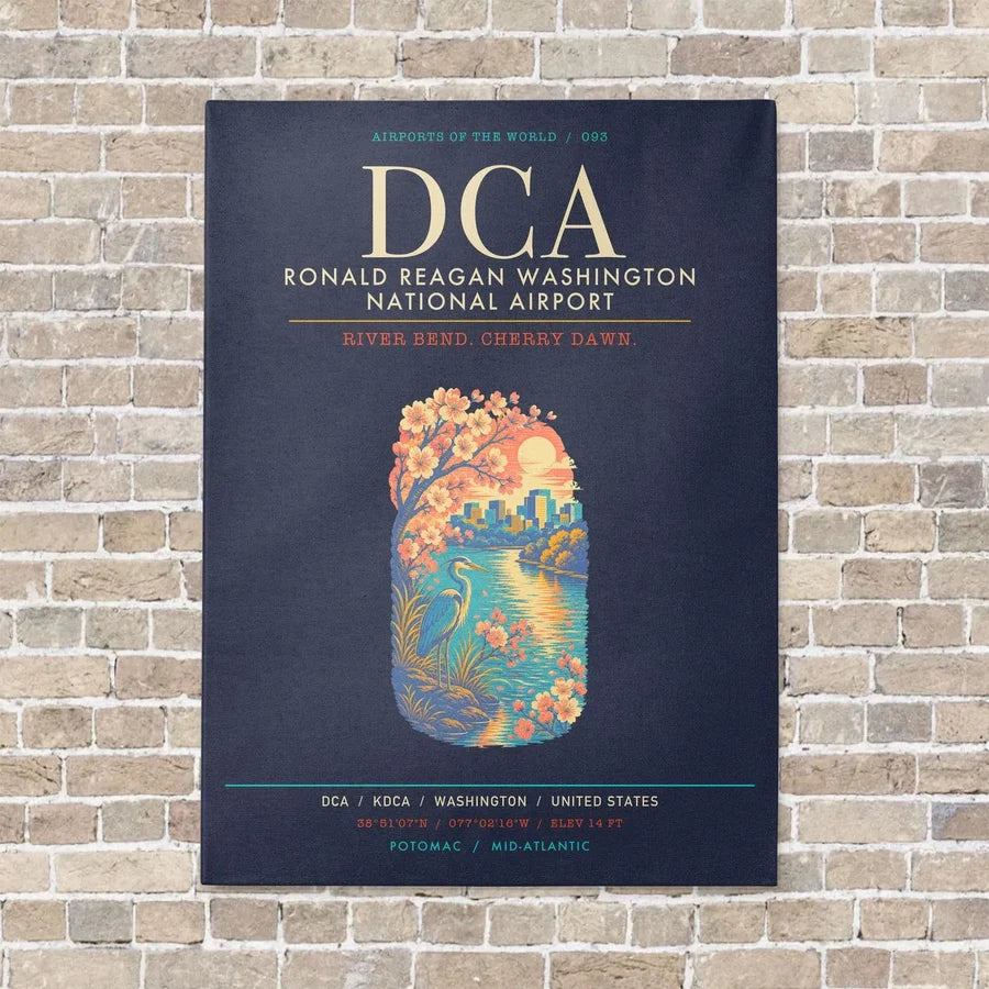Ronald Reagan Washington National Airport DCA - Canvas Framed - Navy Blue