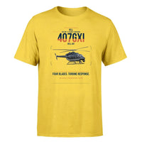 Thumbnail for Bell 407GXi design on yellow t-shirt, single-side print