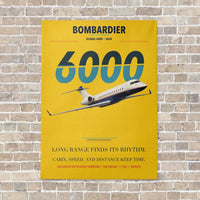 Thumbnail for Bombardier Global 6000 vertical canvas print - no frame - yellow background