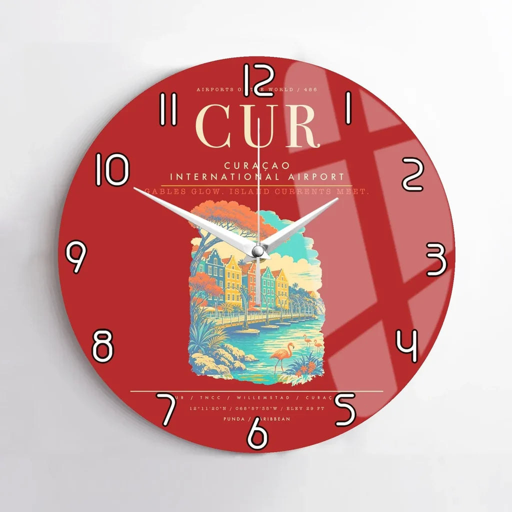 Curacao International Airport CUR Wall-Clock No-Frame - Red