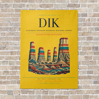 Thumbnail for Dickinson Theodore Roosevelt Regional Airport DIK vertical canvas print - no frame - yellow background