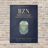 Thumbnail for Bozeman Yellowstone International Airport BZN - Canvas Framed - Navy Blue