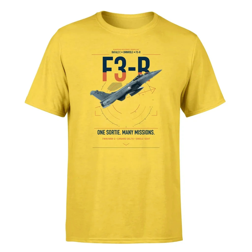 Dassault Rafale C — F3-R standard design on yellow t-shirt, single-side print