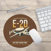 Thumbnail for E-2D Advanced Hawkeye design on brown round mouse pad