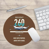 Thumbnail for Beechcraft King Air 260 design on brown round mouse pad