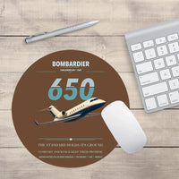 Thumbnail for Bombardier Challenger 650 design on brown round mouse pad