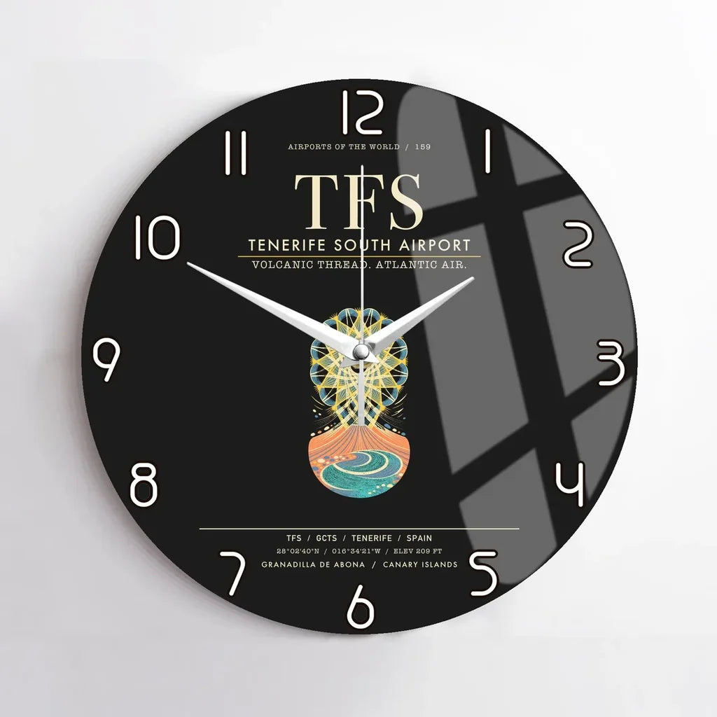 Tenerife South Airport TFS Wall-Clock No-Frame - Black