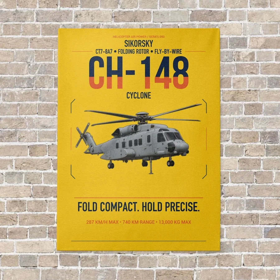 Sikorsky CH-148 Cyclone vertical canvas print - no frame - yellow background