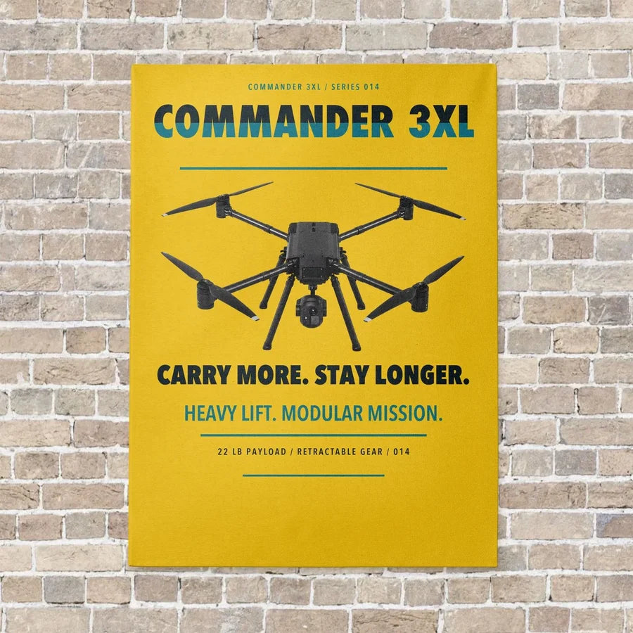 Draganfly Commander 3XL vertical canvas print - no frame - yellow background