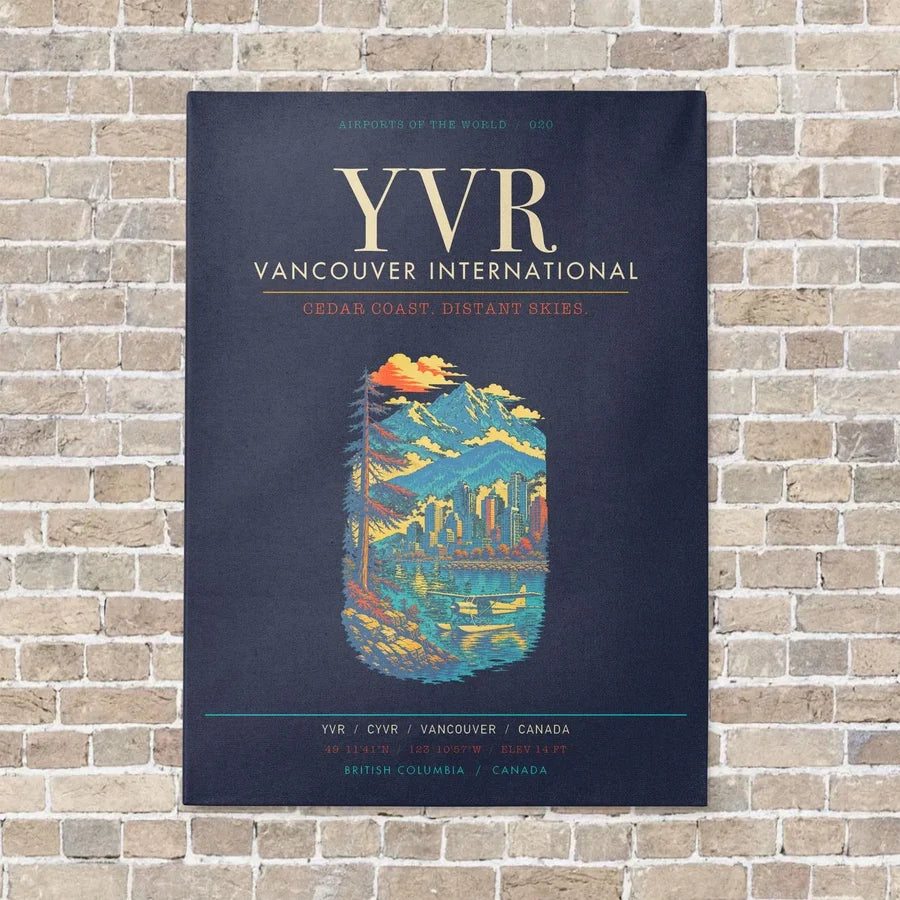 Vancouver International Airport YVR - Canvas Framed - Navy Blue