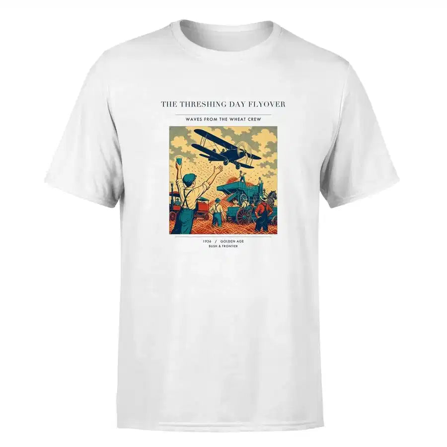 VINTAGE G4389 - The Threshing Day Flyover - Premium T-Shirt design on white premium t shirt