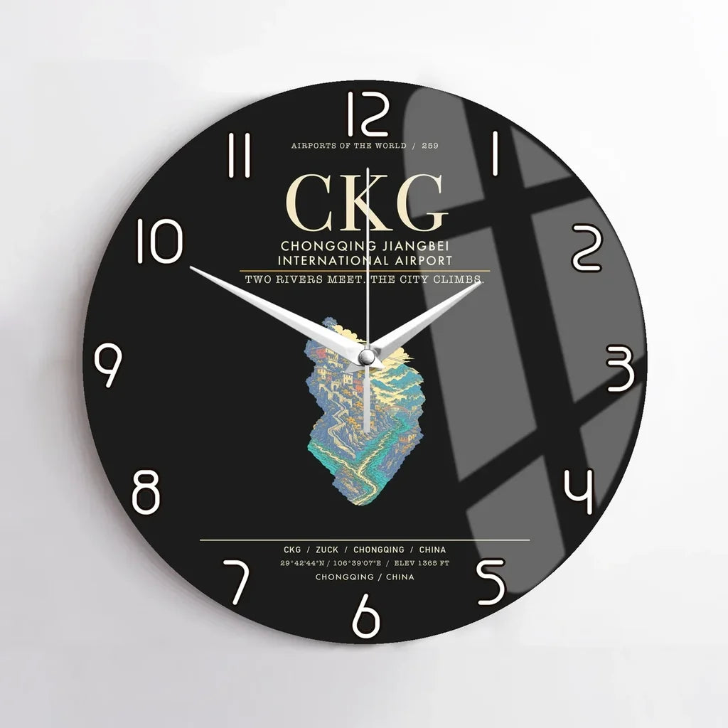 Chongqing Jiangbei International Airport CKG Wall-Clock No-Frame - Black