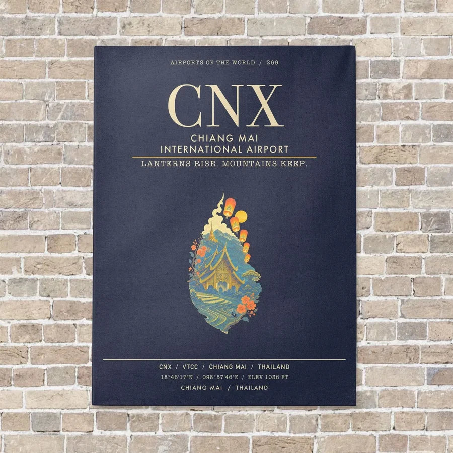 Chiang Mai International Airport CNX - Canvas Framed - Navy Blue