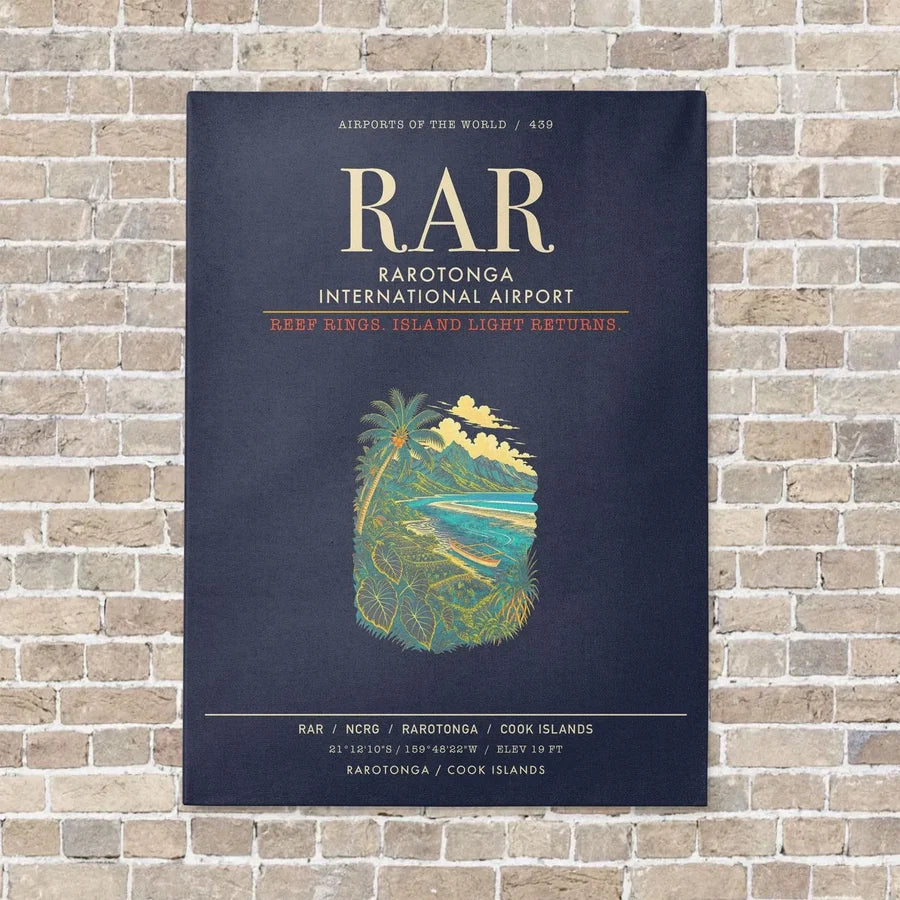 Rarotonga International Airport RAR - Canvas Framed - Navy Blue