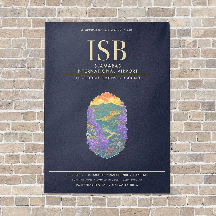 Islamabad International Airport ISB - Canvas Framed - Navy Blue