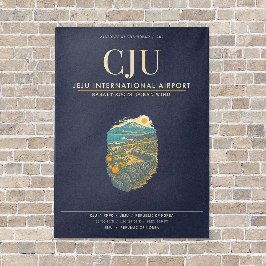 Jeju International Airport CJU - Canvas Framed - Navy Blue