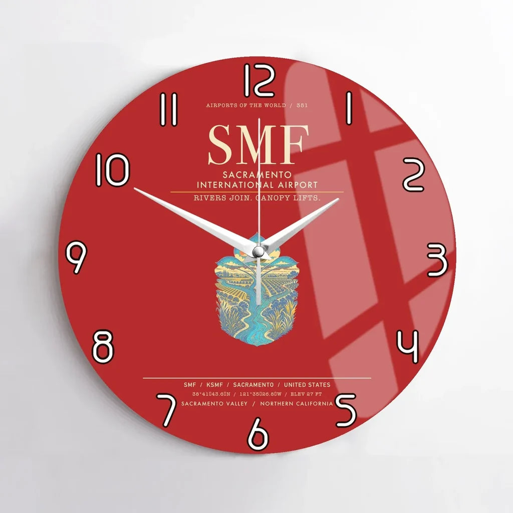Sacramento International Airport SMF Wall-Clock No-Frame - Red