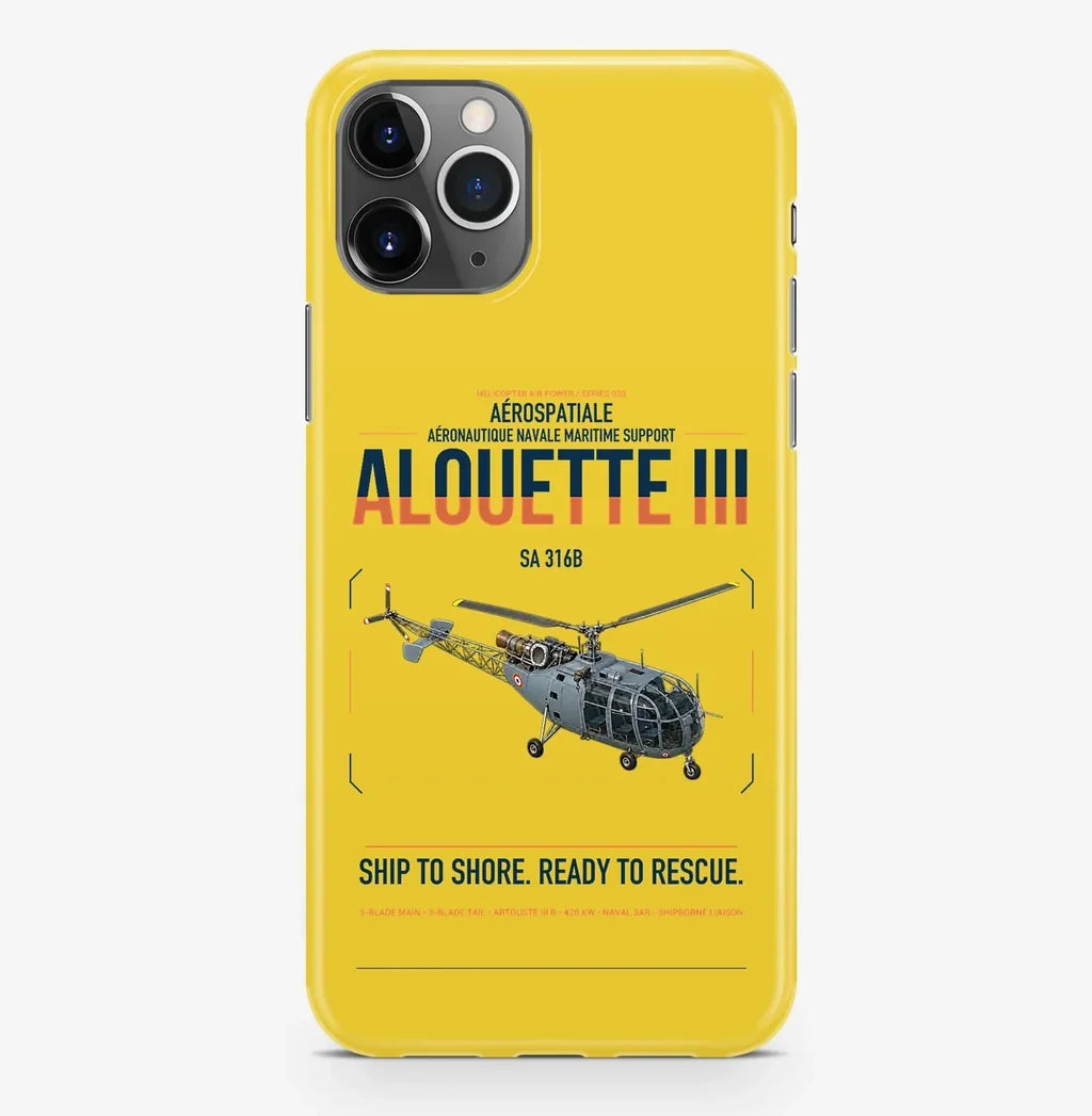 Aérospatiale SA 316B Alouette III design on yellow magsafe iphone case, for iPhone Pro Max
