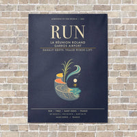 Thumbnail for La Reunion Roland Garros Airport RUN - Canvas Framed - Navy Blue